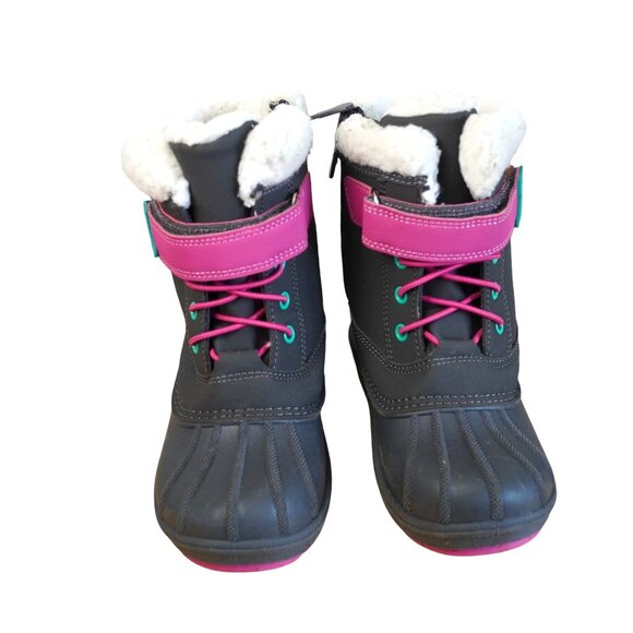 Cat & Jack Thermolite Girls Winter Snow Boots Size 12 Black & Pink Waterproof In - Picture 1 of 7